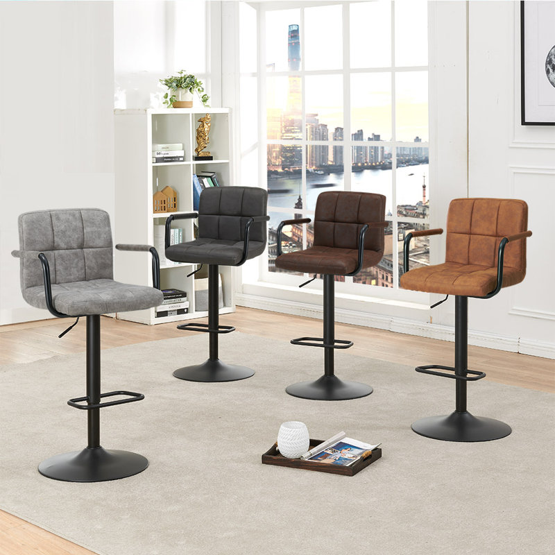 Latitude Run® Amjed Swivel Adjustable Height Bar Stool & Reviews Wayfair